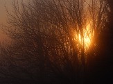 coucher de soleil dans le brouillard
